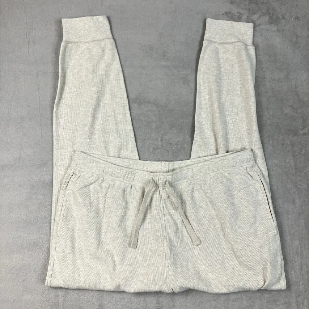 J.Crew Jacquard Rib Knit Jogger Pants Mens L Gray Cotton Lounge Athleisure